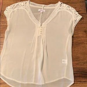 Sheer crochet detail top